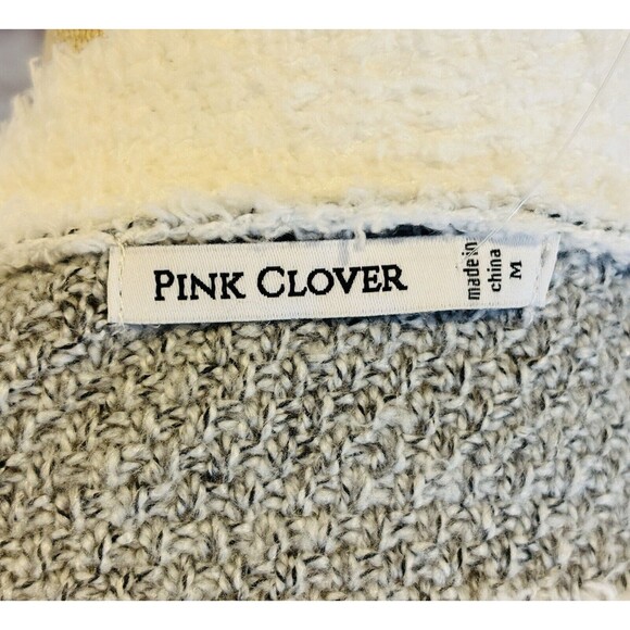 NWT Pink Clover Open Front Long Cardigan Sweater Stripes Pockets SOFT Oversize M - Picture 7 of 7